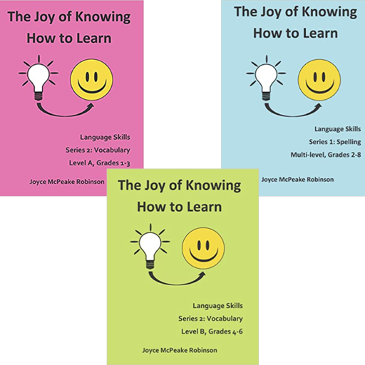 Three different books with a smiley face on them.